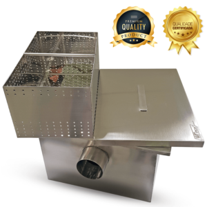 Caixa de Gordura Aço Inox 40x30x25cm Com Cesto
