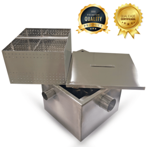 Caixa De Gordura Aço Inox 40x40x30cm Com Cesto