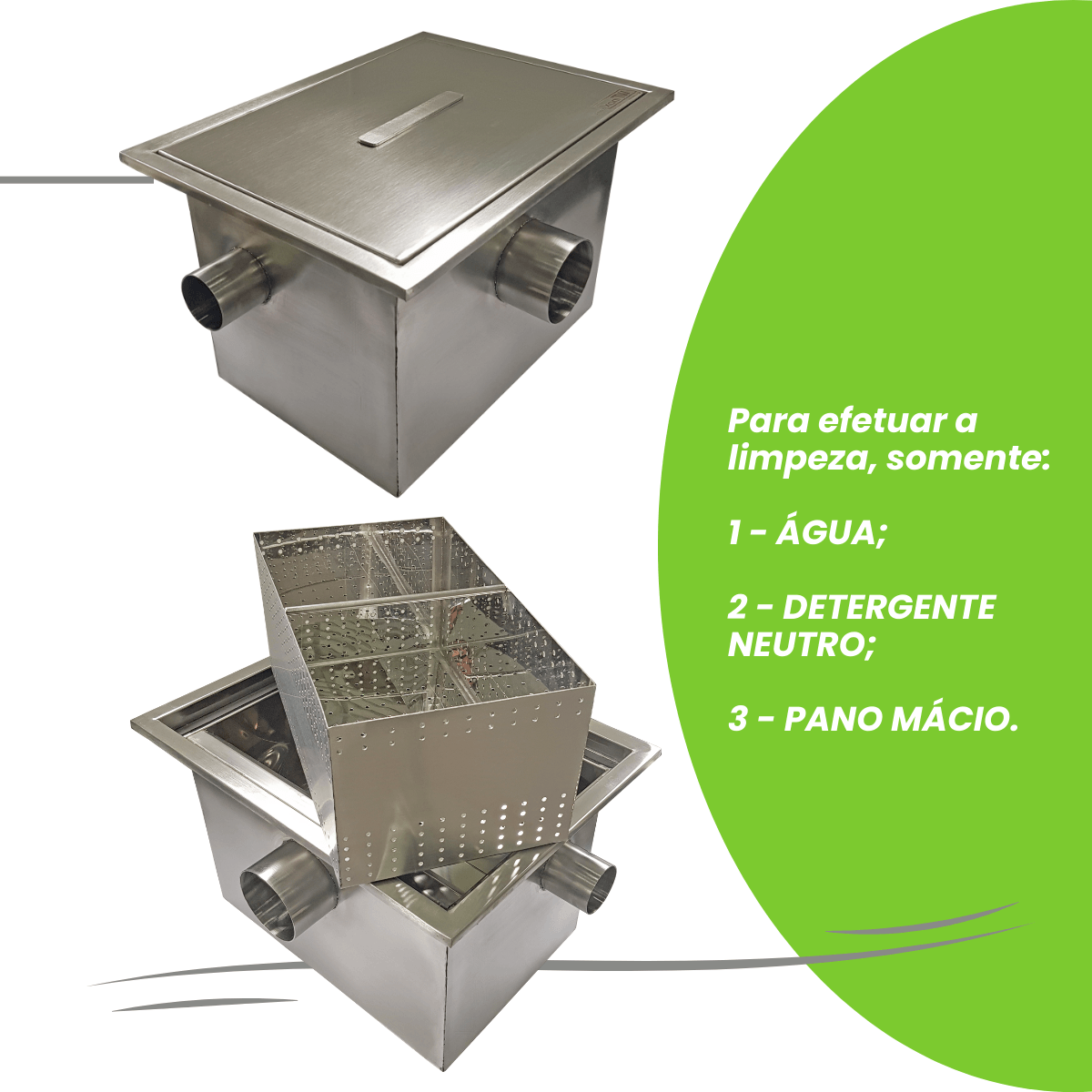 Caixa de Gordura em Aço Inox 40x30x25cm com Cesto - Imagem 5